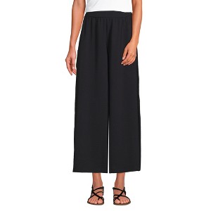 Lands' End Women's Creaseless High Rise Palazzo Crop Pants - 1 of 4