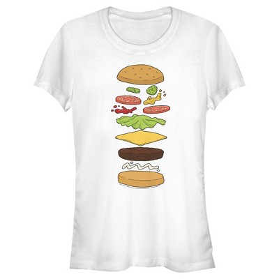 Juniors Womens Bob's Burgers Snack Schematics T-shirt - White - Small ...