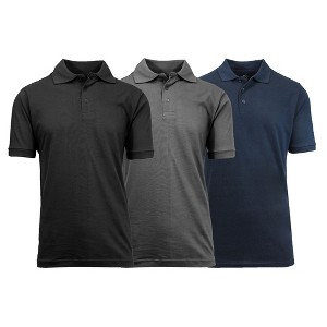 Galaxy By Harvic Men's Short Sleeve Pique Polo Shirt-3 Pack - 1 of 2