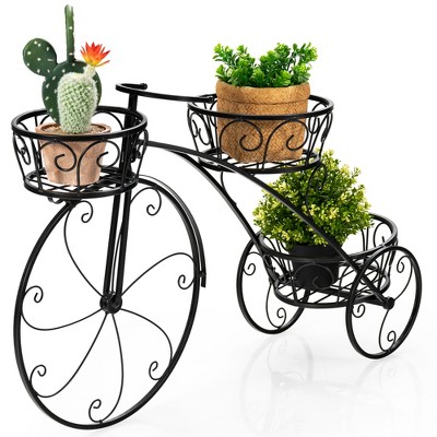 Costway Tricycle Plant Stand Flower Pot Cart Holder Parisian Style Displaying