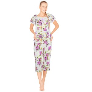 JEFFRICO Pajamas For Women Capri Set Sleepwear Soft Pajamas Short Sleeve Pajama Sleepshirt With Capri Pants - 1 of 4