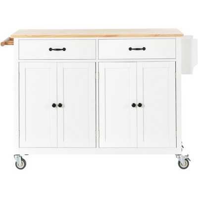 NicBex 2 Drawer Rolling Kitchen Island Cart with 2 Double-Door Cabinets,Kitchen Island on Wheels with Spice Rack,Island Table for Kitchen