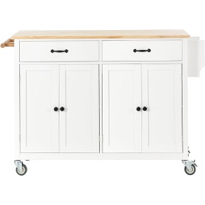 NicBex 2 Drawer Rolling Kitchen Island Cart with 2 Double-Door Cabinets,Kitchen Island on Wheels with Spice Rack,Island Table for Kitchen - 1 of 4