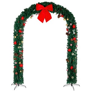 8.7 FT Green PVC Christmas Arch with Ornaments - 1 of 4