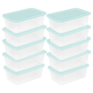 Sterilite 6 Qt Storage Boxes, Clear Plastic Containers with Lid, Set of 10, Mint - 1 of 4