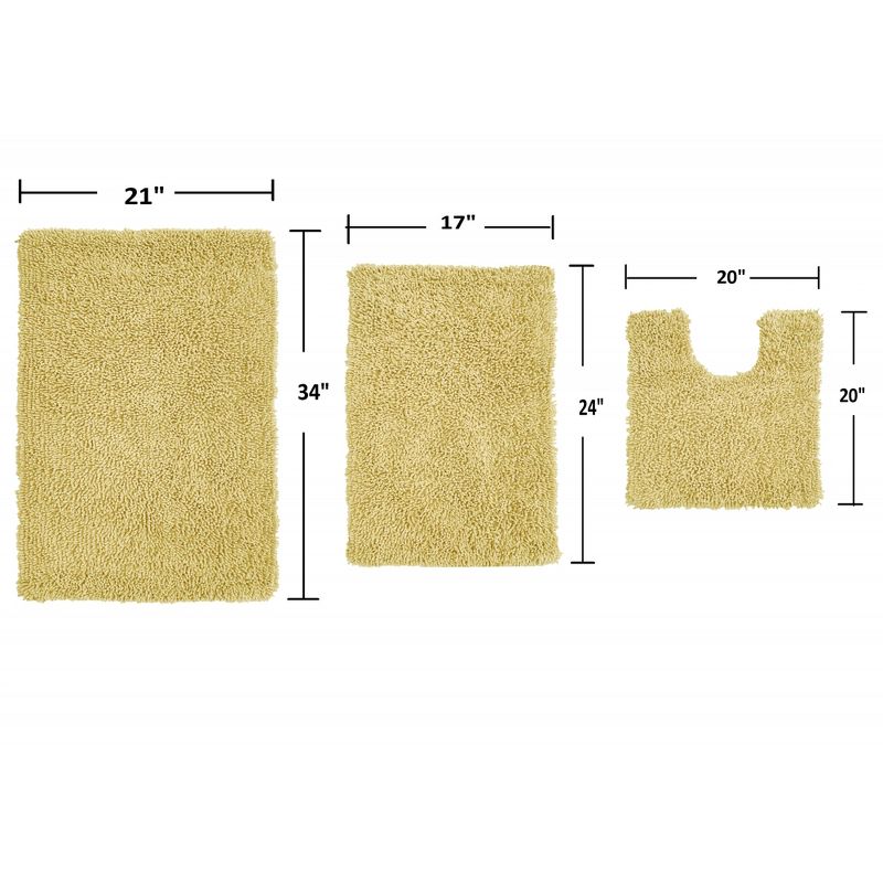 Fantasia Bath Rug Collection Cotton Shaggy Pattern Tufted Set of 3 Bath Rug Set - Home Weavers, 2 of 4