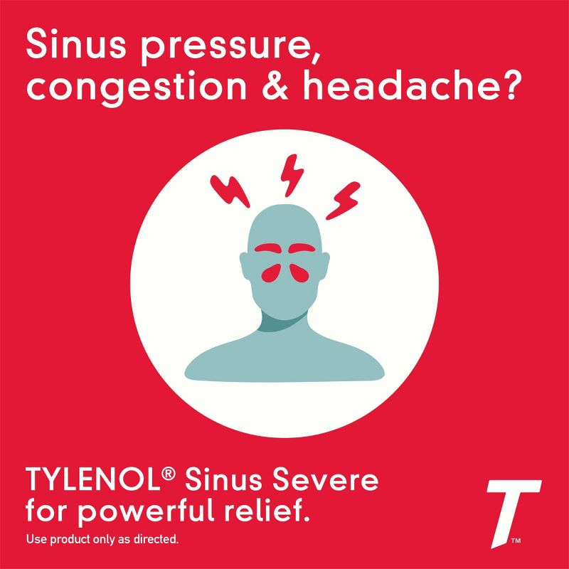 Tylenol Sinus Severe Non-Drowsy Pain & Congestion Relief Caplets - Acetaminophen - 24ct, 6 of 10