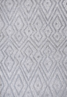 Modern Moroccan Diamond Light Gray Synthetic Area Rug - Reversible and Easy Care