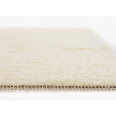 Ivory Geometric Handwoven Wool Shag Rug 2'x3'