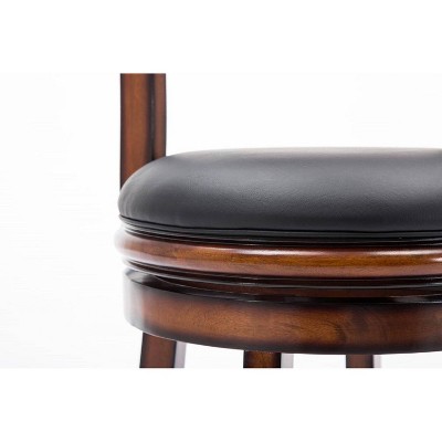 Chestnut Bonded Leather 24" Swivel Counter Stool with High-Density Foam