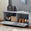 Racxily Modern Hall Tree with Shoe Rack & Coat Hooks, Entryway Bench with Open Shelves & Cabinets, White/Gray - 4 of 4