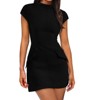 Womens Summer Dress Mock Neck Short Sleeve Bodycon Party Club Mini Dresses - 3 of 4