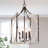 LNC Ribbon 4-Light 12.5" Farmhouse  Square Small Chandelier, Rustic Bronze and Distressed Grayish White - 2 of 4