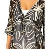 Women's V Neck Roll Tab Sleeve Pocket Dress Cover Up - 2 of 4