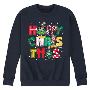 Men's - Disney - Mickey and Minnie Happy Christmas Graphic Fleece Sweatshirt - 1 of 4