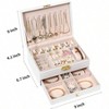 Women's Jewelry Box - Large PU Leather Organizer with Two Layers for Earrings, Bracelets, Rings, Watches White - 3 of 4