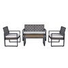 Hrinhom 4-Piece Patio Furniture Set,Modern Coffee Table with 2 Single Chairs and 1 Double Chair - 2 of 4