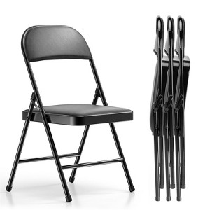 IULULU Folding Chair, Leather-padded, Sturdy Metal, Easy Storage - 1 of 4
