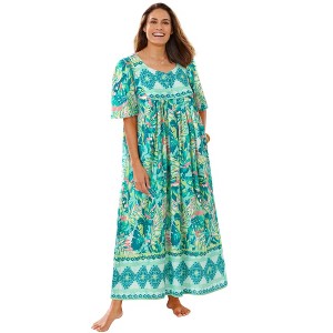 Only Necessities Plus Size Petite Bib Front Lounger - 1 of 4