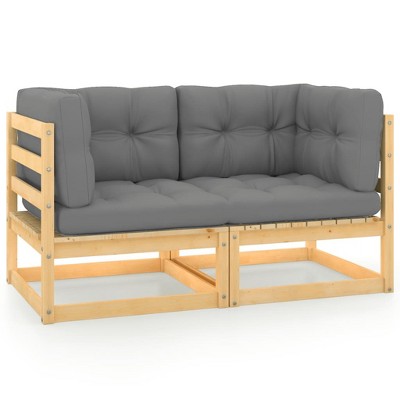 VidaXL Patio 2-Seater Sofa with Cushions Solid Wood Pine