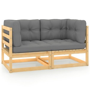 VidaXL Patio 2-Seater Sofa with Cushions Solid Wood Pine - 1 of 4