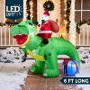 Joyfy 6 FT Christmas Inflatable Outdoor Decoration, Dinosaur with Santa Inflatable with Built-in LEDs for Xmas Party Indoor Outdoor Yard Garden Décor - 2 of 4
