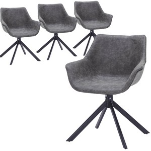 LeisureMod Markley Leather Dining Chair with 360-Degree Swivel Armchair and Powder-Coated Iron Legs Set of 4 - 1 of 4