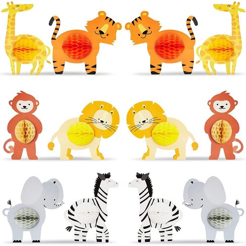 12 Pack Jungle Animal Honeycomb Centerpiece For Baby Shower Kids Safari Birthday Party Supplies And Table Decorations 10 Target