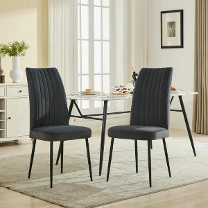 Adjustable foot stud Iron foot Green velvet Dining chair Set of 2 Minimalist design style applicable kitchen restaurant - 1 of 4