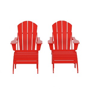 WestinTrends Malibu HDPE Outdoor Patio Folding Poly Adirondack Chairs with Ottomans (4-Piece Conversation Set) - 1 of 4