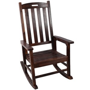 Lyngins Outdoor Nursery Rocking Chair with High Backrest,Glider Rocking Chair,Wood Accent Chair for Bedroom,Living Room,Garden - 1 of 4