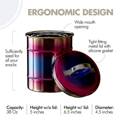 Medium Multicolor Stainless Steel Food Storage Canister