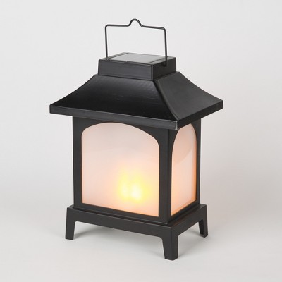 LuxenHome Flameless LED Black Tabletop Lantern, Battery Operated