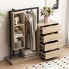 55"/39"W Wardrobe Clothing Armoire Storage Cabinet  with 4 Drawers, Shelves and Hanging Rail, White/Espresso/Natural-ModernLuxe - 2 of 4
