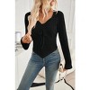 Women's Aesthetic Trendy Long Sleeve Shirt Cute Ruched Drawstring Slim Fit Pullover Tops Ribbed Clothes - 4 of 4