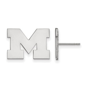 Black Bow Jewelry 14k White Gold Michigan Wolverines NCAA Post Earrings - 1 of 3