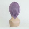 Unique Bargains Women's Slant Bangs Shoulder Length Hair Wigs with Wig Cap 14" Purple - 4 of 4