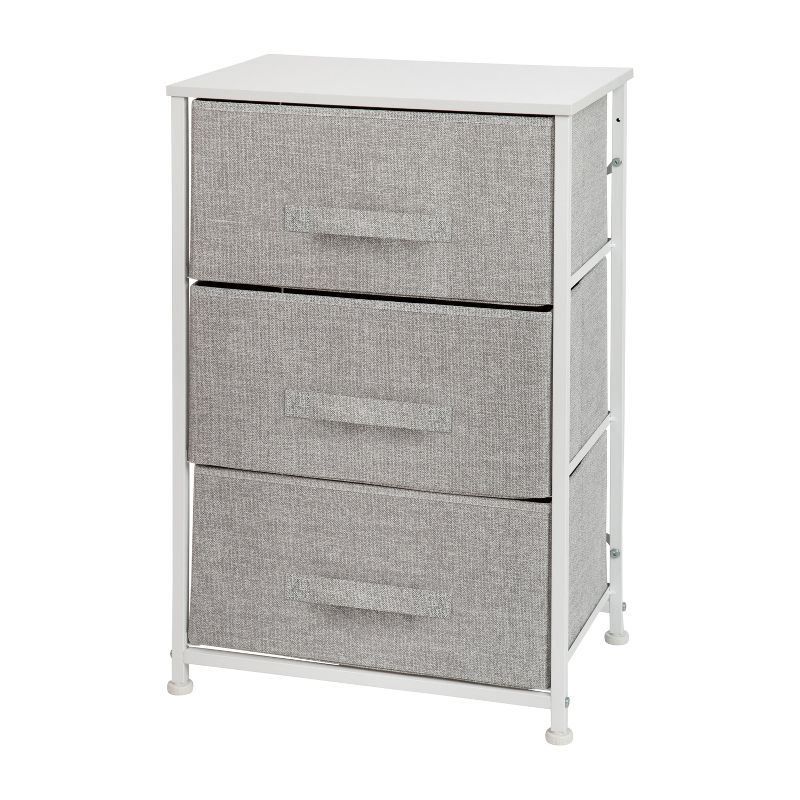 Emma and Oliver 3 Drawer Vertical Storage Dresser with Wood Top & Fabric Pull Drawers, 1 of 10