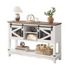 Farmhouse Console Table with Sliding Barn Doors & Storage Cabinet - Entryway Table - 3 of 4