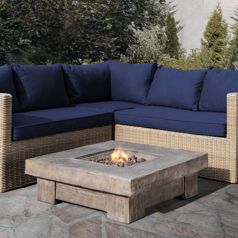 Square Propane Fire Pit with Wood Like Finish - Gray - Teamson Home, 3 of 8