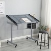 Standing Desk Modern with Tilted Glass Top and Storage Drawers for Home Studio 40in Wide-3irtyhousy - 3 of 4
