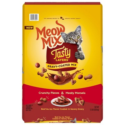 Meow Mix Tasty Layers Beef Flavor and Savory Gravy Dry Cat Food - 13lbs