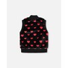 Deux par Deux Girl Faux Fur Sleeveless Vest Black and Red with Hearts - 3 of 4