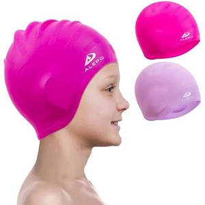 DSANE 2 Pack Kids Swim Caps for Boys Girls, Durable Silicone Swimming Cap with 3D Ear Pockets for Age 3-15 Toddler Child Youth Teen Unisex - 1 of 1