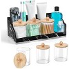 Ridstar Bathroom Countertop Storage Rack with 3-Piece Cotton Swab Holder and Drain Hole-Black - 4 of 4