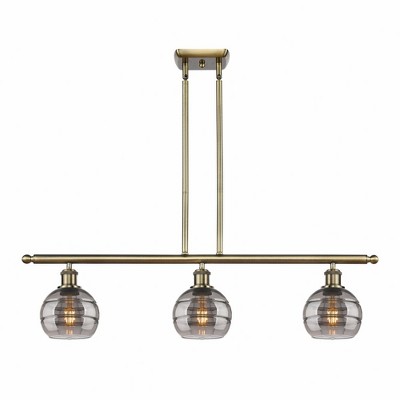 Rochester - 3 Light Stem Hung Island In Industrial Style-8.38 Inches Tall and 36 Inches Wide