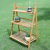 3 Tier Heavy Duty Bamboo Plant Stand Foldable Corner Planter Indoor Flower Pots Display Rack for Outdoor Garden Balcony & Patio - 4 of 4