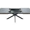 Dolonm Retro Rectangular Stretch Dining Table,Dark Grey stone Top And Black Relief Plate, With Storage Box. - 2 of 4