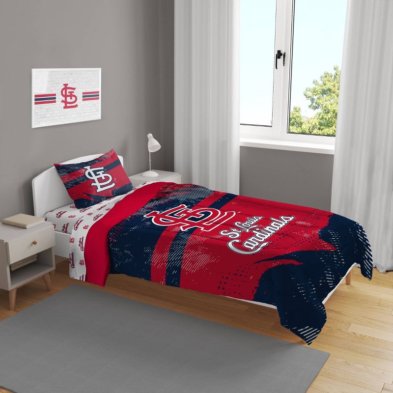 MLB St. Louis Cardinals Slanted Stripe Twin Bedding Set in a Bag - 4pc, 1 of 4