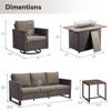 Buenhomino 5-Piece Patio Furniture Set with Fire Pit,Wicker Outdoor Swivel Rocker Chairs Patio Sofa for Backyard,Poolside,Deck,Gray Wicker - 3 of 4